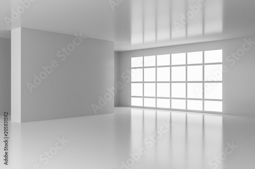 Interior of empty room with big window