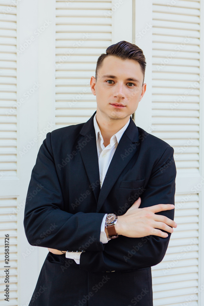 Portrait of handsome man in black suit Portrait of handsome man in black suit