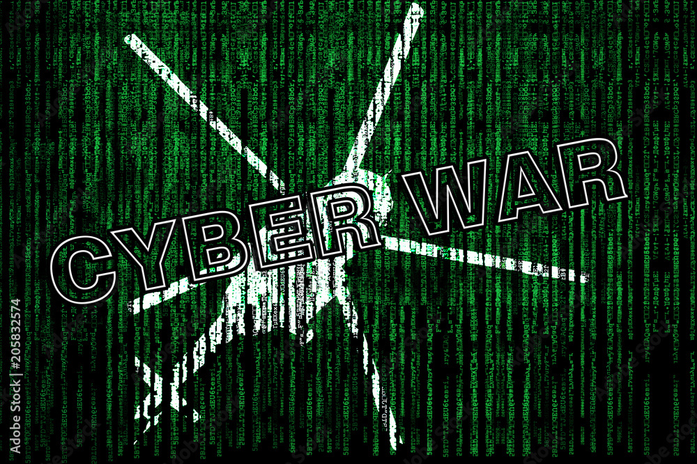The Code Matrix And Helicopter Silhouette Cyber War Stock Photo Adobe Stock