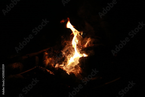 Fire flames burning on a dark background.