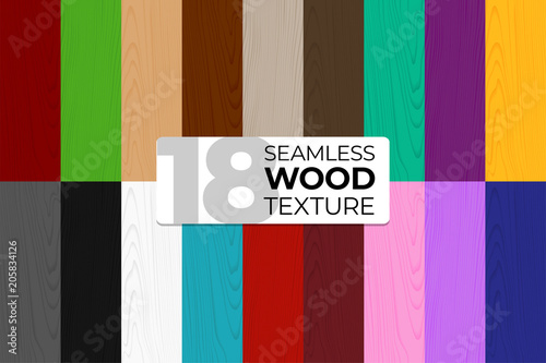 Big set of color and monochrome vector seamless patterns. Wooden texture. Vector illustration for posters, backgrounds, print, wallpaper. Illustration of wooden boards. EPS10.