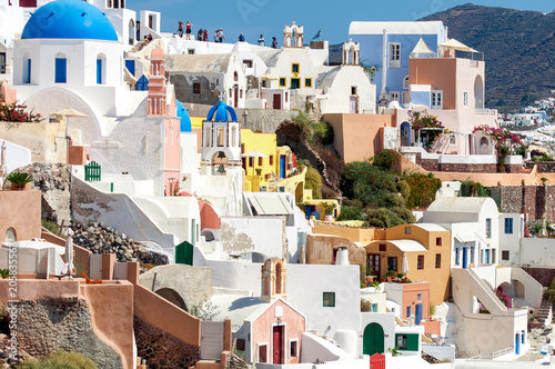 Beautiful view of the White City on the island of Santorini in Greece photo
