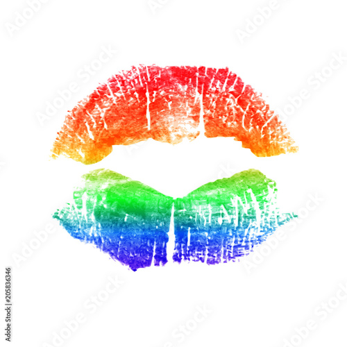 Romantic print with lettering and lipstick imprint