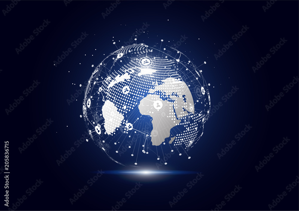 Global network connection. World map point and line composition concept of global business. Vector Illustration