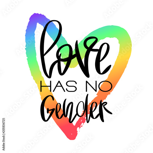 Conceptual poster with lettering and rainbow heart