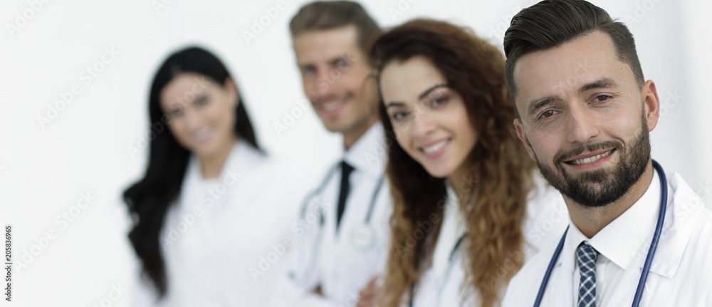 Fototapeta premium therapist and colleagues isolated on white