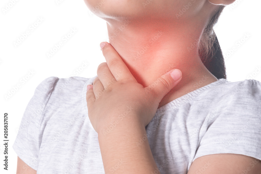 Little girl with sore throat touching her neck.Sore throat sick.Little girl having pain in her throat. Little girl with sore throat touching her neck.Sore throat sick.Little girl having pain in her throat.