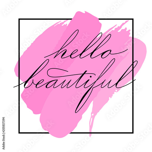 lettering hello beautiful phrase. handwriting of Spencerians