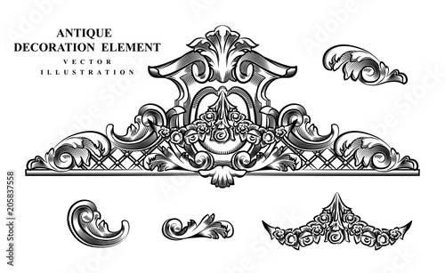 Vintage architectural Decoration elements for design. Vector illustration