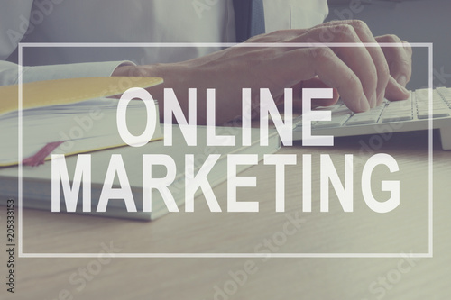 Online Marketing concept. Marketer is working. Branding Strategy.