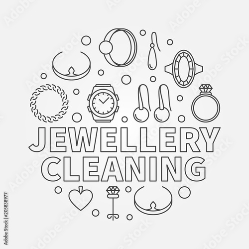 Jewellery cleaning vector llustration made with linear icons