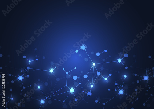 Abstract connecting dots and lines. Connection science background. Vector illustration