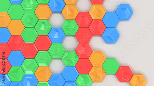 Abstract 3d background made of colorful hexagons