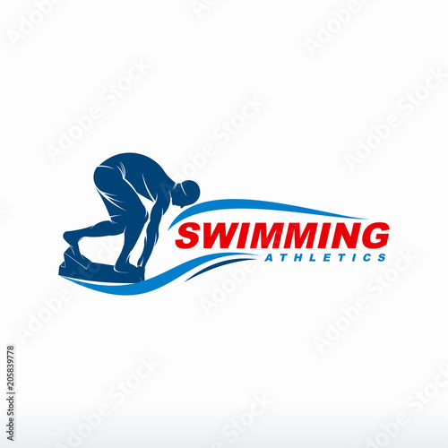 Swimming logo designs vector, Creative Swimmer logo Vector photo