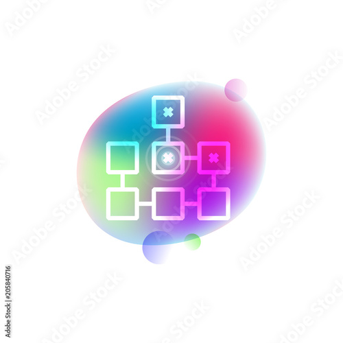 Blockchain scheme neon icon