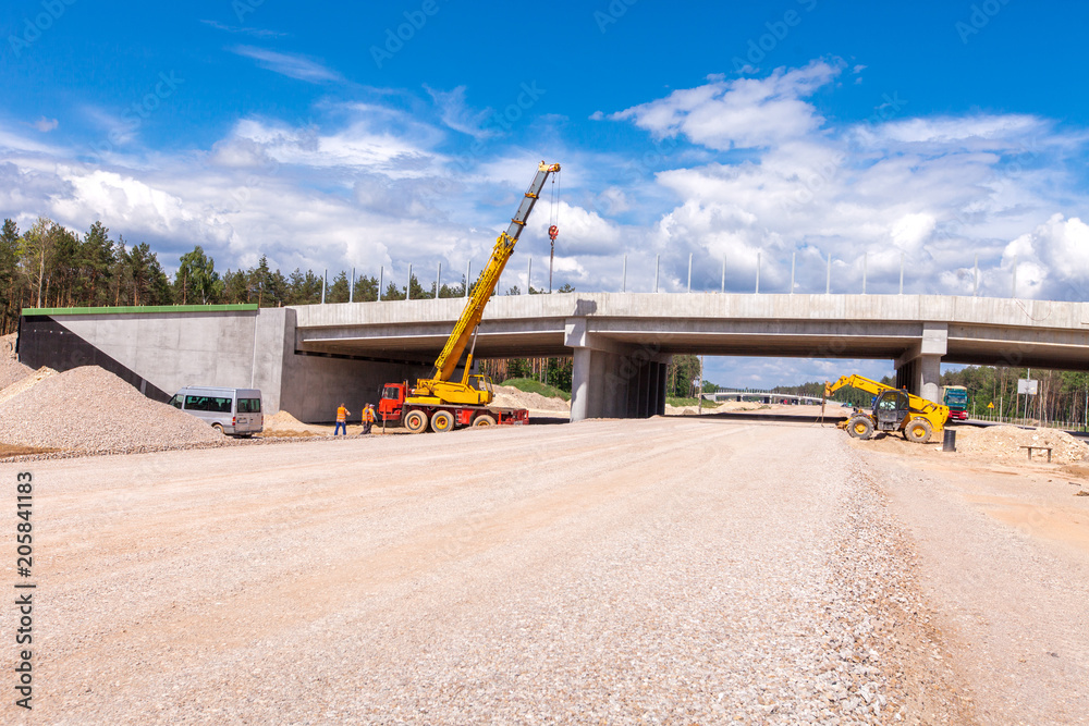 Construction of the viaduct. Road building. Construction of the viaduct. Road building.