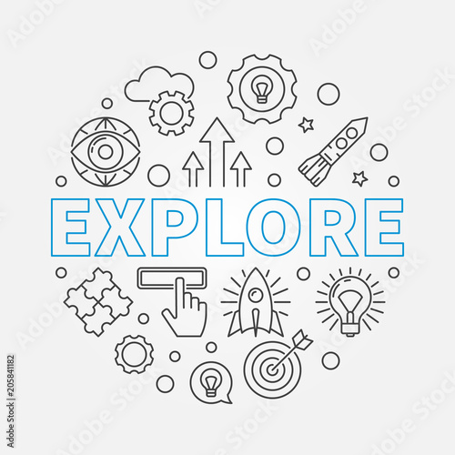 Explore vector round illustration in thin line style