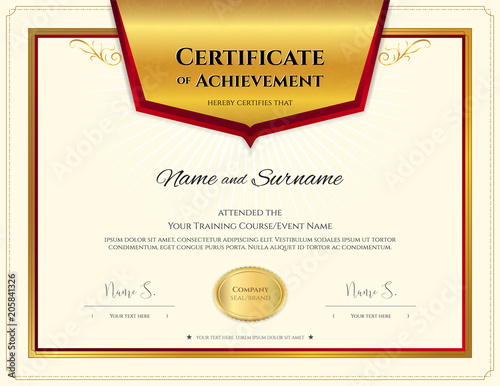 Luxury certificate template with elegant border frame, Diploma design for graduation or completion