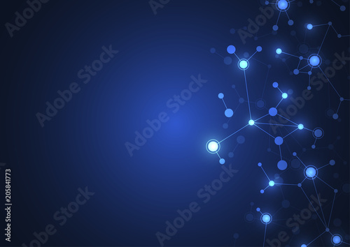 Abstract connecting dots and lines. Connection science background. Vector illustration