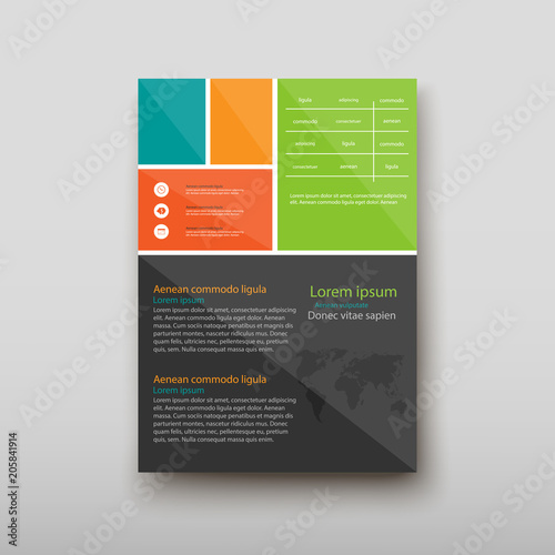 Leaflet cover presentation abstract geometric background, layout in A4 set technology brochure flyer design template vector shadow