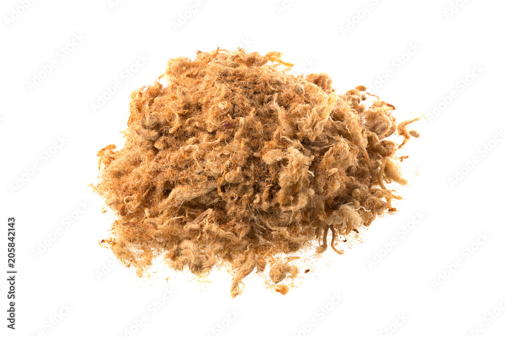 Dried shredded pork isolated on a white background Dried shredded pork isolated on a white background