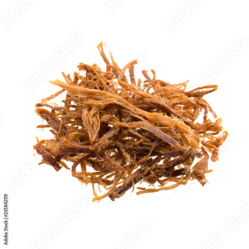 Dried shredded pork isolated on a white background