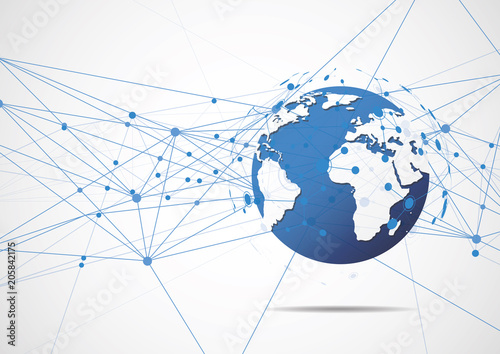 Global network connection. World map point and line composition concept of global business. Vector Illustration