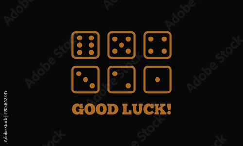 Good Luck Typography With Two Dice Rolling Sixes