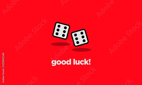 Good Luck Typography With Two Dice Rolling Sixes