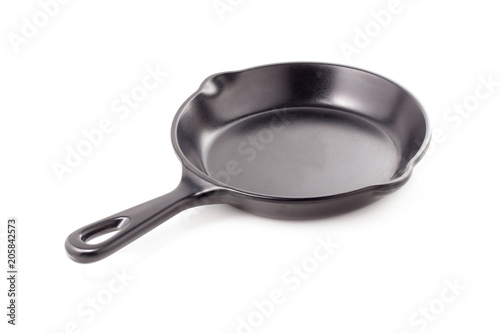 Black iron pan isolated on a white background photo