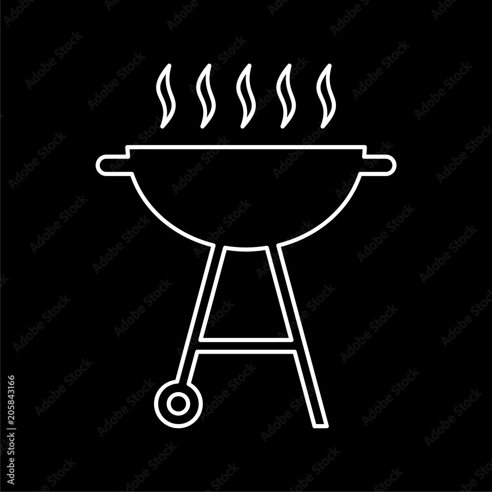 BBQ, Grill Or Barbecue icon on dark background BBQ, Grill Or Barbecue icon on dark background