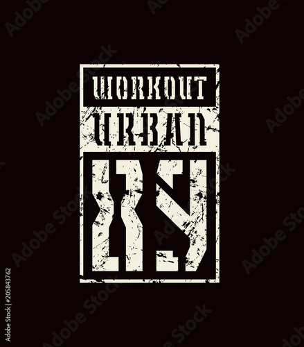Stencil-plate emblem of workout