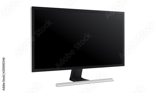 Monitor mockup isolated on white background - side view. Vector illustration