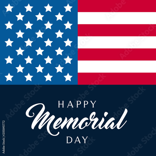 Happy Memorial Day with Flag of the United States, Vector illustration.