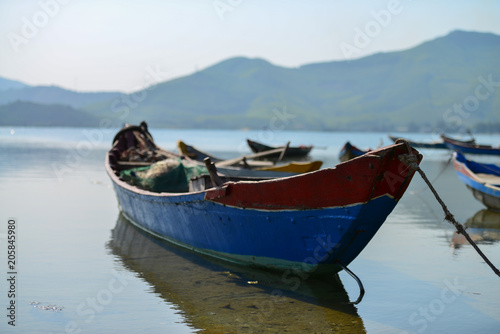 The boat in the lagoon. Vietnam Southeast Asia