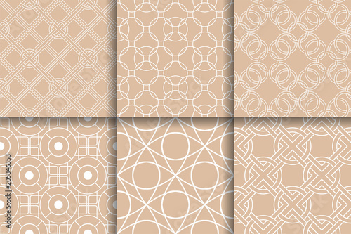 Brown geometric patterns. Collection of Seamless Textures