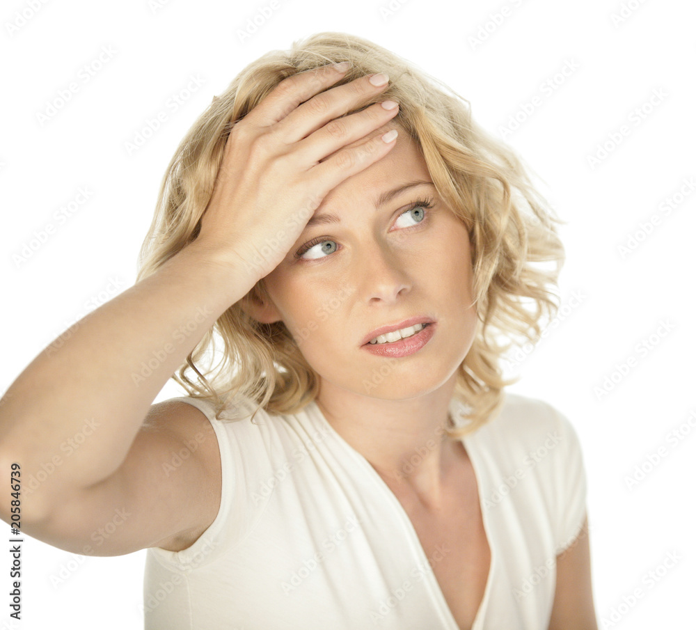 Fototapeta premium Young woman having headache