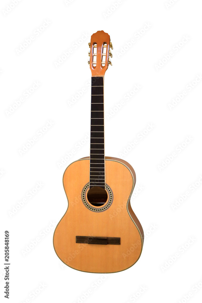 Acoustic guitar. Isolated on white.