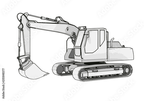 sketch of an excavator vector