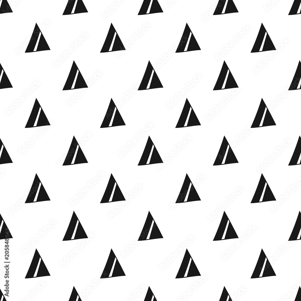 Triangles. Black and white seamless pattern. Geometric, abstract background for covers, textile. Doodle shapes. Triangles. Black and white seamless pattern. Geometric, abstract background for covers, textile. Doodle shapes.