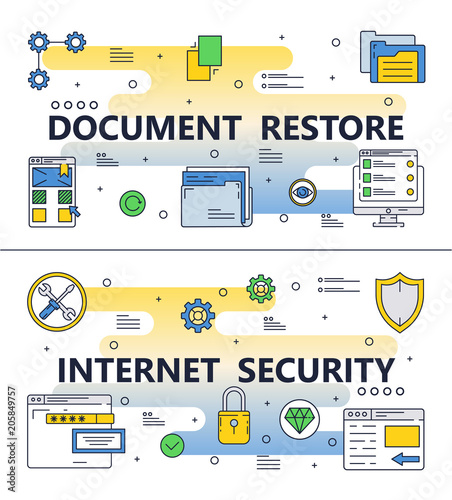 Vector line art document restore poster banner