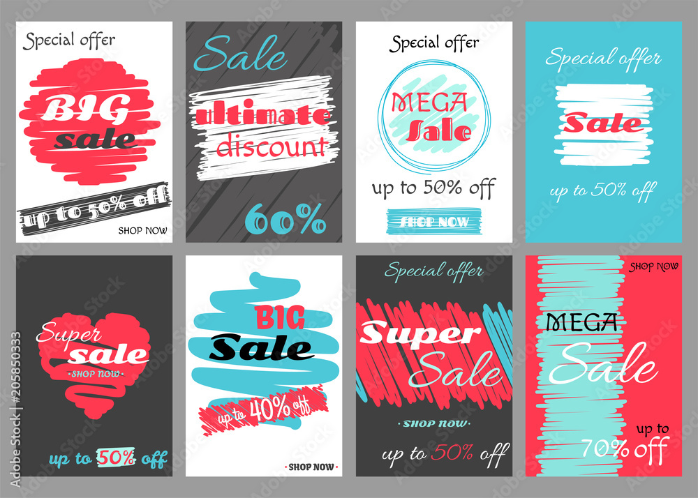 Obraz premium Set of super sale discount coupons