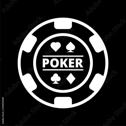 Casino chip icon, Poker icon on dark background