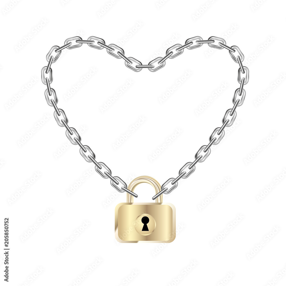 Chain formed heart symbol.Isolated on white background. Chain formed heart symbol.Isolated on white background.