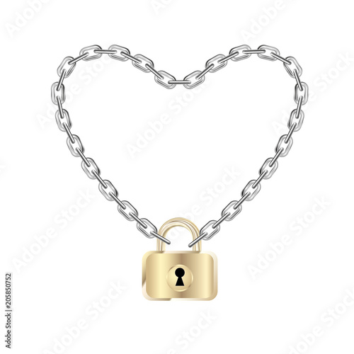 Chain formed heart symbol.Isolated on white background.