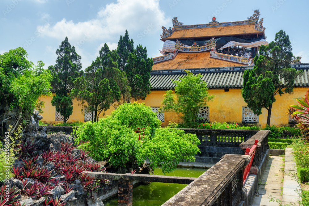 Scenic garden and old buildings at the Purple Forbidden City