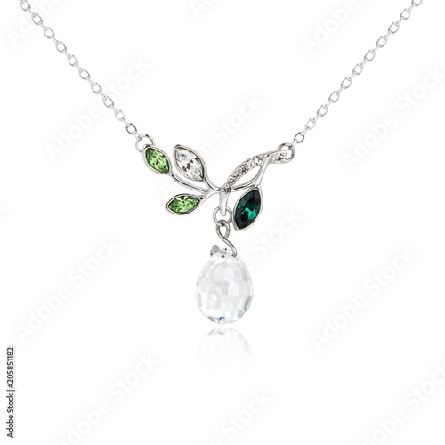 Fashion diamond pendant isolated on white