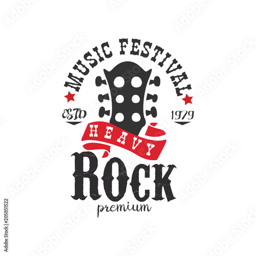Heavy Rock music festival est. 1979 logo, design element can be used for poster, banner, flyer, print or stamp vector Illustration on a white background