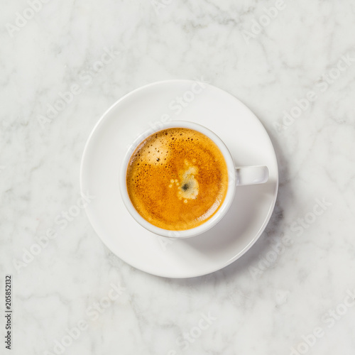 Coffee on white marble background