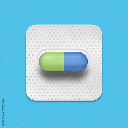 Realistic pill. Illustration isolated on background. Graphic concept for your design